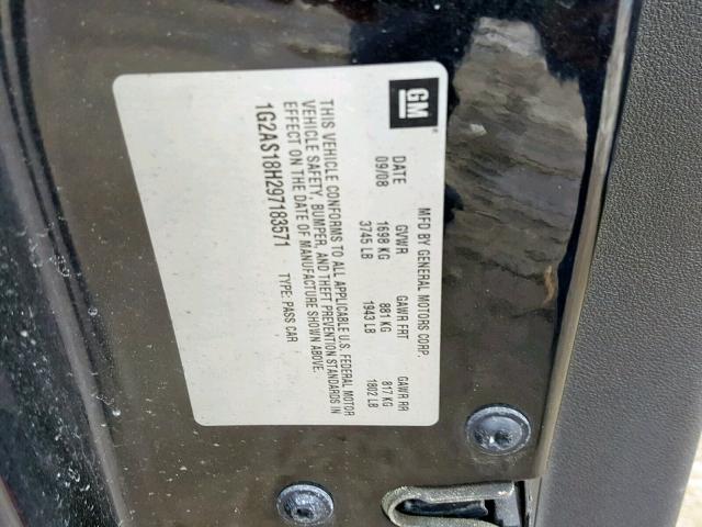 1G2AS18H297183571 - 2009 PONTIAC G5 BLACK photo 10