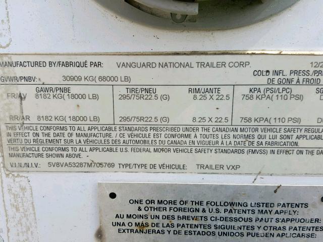 5V8VA53287M705769 - 2007 VANG TRAILER WHITE photo 10