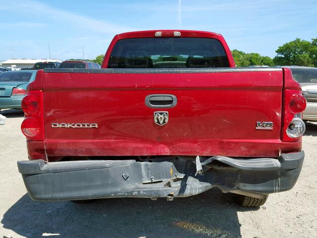 1D7HE28N76S645179 - 2006 DODGE DAKOTA QUA RED photo 9