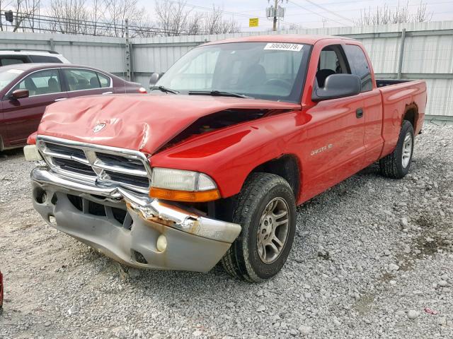 1B7GL42N72S505434 - 2002 DODGE DAKOTA SLT RED photo 2