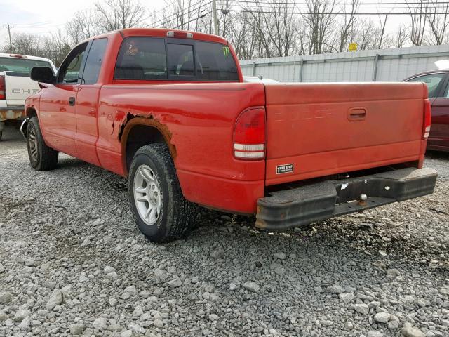 1B7GL42N72S505434 - 2002 DODGE DAKOTA SLT RED photo 3