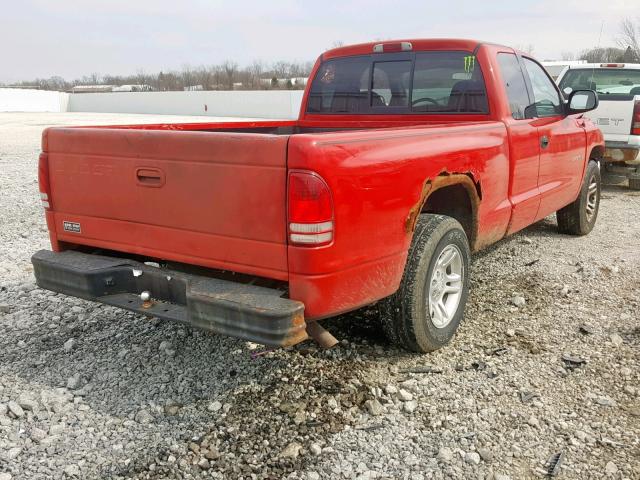 1B7GL42N72S505434 - 2002 DODGE DAKOTA SLT RED photo 4