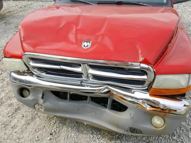 1B7GL42N72S505434 - 2002 DODGE DAKOTA SLT RED photo 9