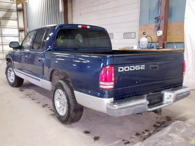 1B7HL2AN61S319022 - 2001 DODGE DAKOTA QUA BLUE photo 3