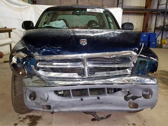 1B7HL2AN61S319022 - 2001 DODGE DAKOTA QUA BLUE photo 9