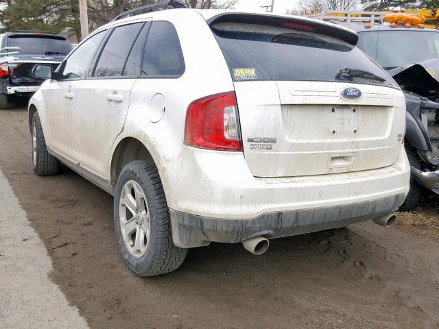 2FMDK4JC6CBA44983 - 2012 FORD EDGE SEL WHITE photo 3