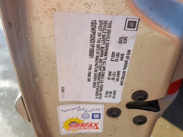 1G2WP52KX1F165901 - 2001 PONTIAC GRAND PRIX BROWN photo 10