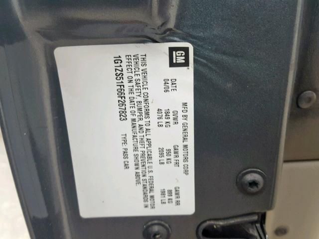 1G1ZS51F66F267823 - 2006 CHEVROLET MALIBU LS TEAL photo 10