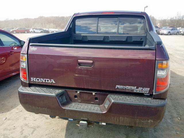 2HJYK16408H511014 - 2008 HONDA RIDGELINE BURGUNDY photo 9