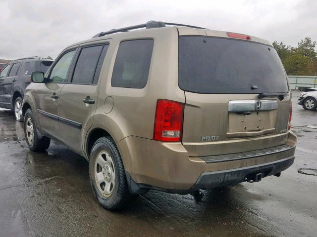 5FNYF48219B023901 - 2009 HONDA PILOT LX TAN photo 3