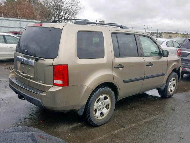 5FNYF48219B023901 - 2009 HONDA PILOT LX TAN photo 4