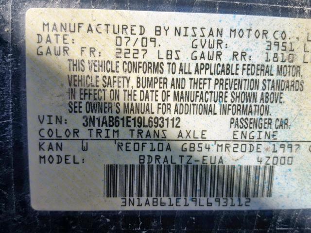 3N1AB61E19L693112 - 2009 NISSAN SENTRA 2.0 BLUE photo 10