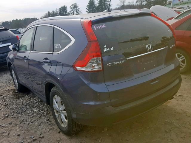 5J6RM4H72CL077969 - 2012 HONDA CR-V EXL BLUE photo 3