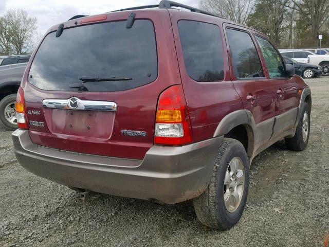 4F2YZ04143KM49573 - 2003 MAZDA TRIBUTE LX BURGUNDY photo 4