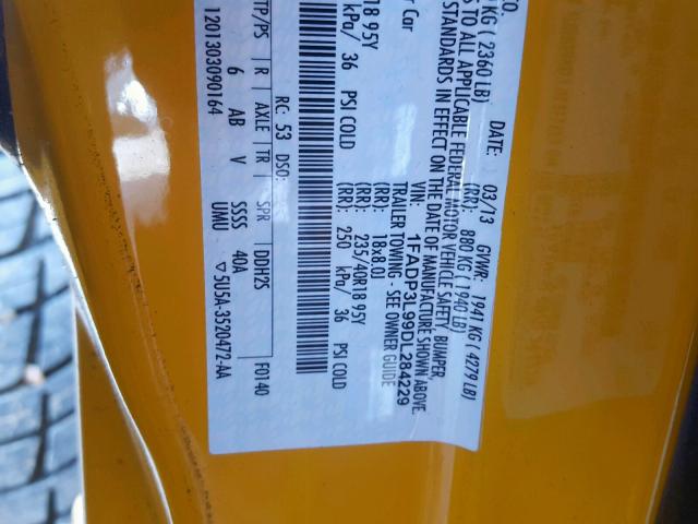 1FADP3L99DL284229 - 2013 FORD FOCUS ST YELLOW photo 10