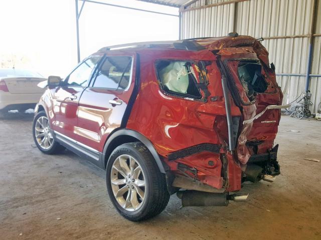 1FM5K7F83FGA24343 - 2015 FORD EXPLORER L BURGUNDY photo 3