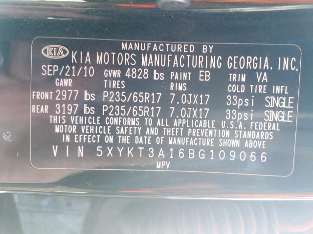 5XYKT3A16BG109066 - 2011 KIA SORENTO BASE  photo 10