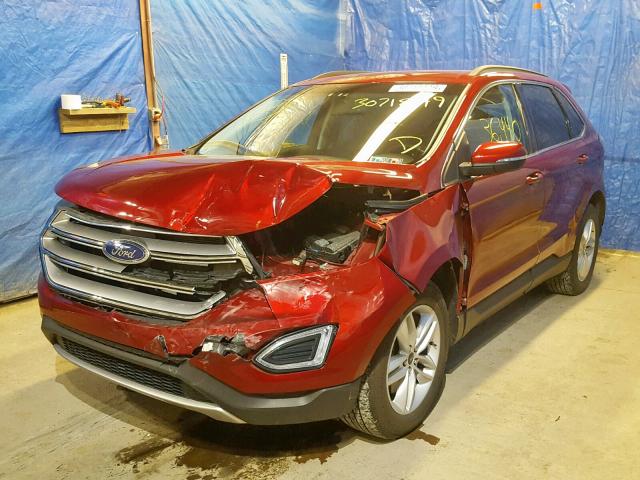 2FMTK4J91FBB11803 - 2015 FORD EDGE SEL RED photo 2