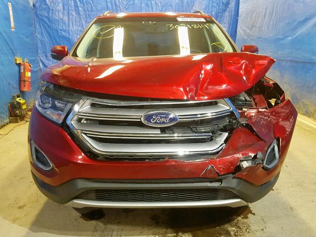 2FMTK4J91FBB11803 - 2015 FORD EDGE SEL RED photo 9