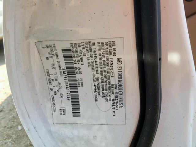 1FAFP55U44A117469 - 2004 FORD TAURUS SES WHITE photo 10