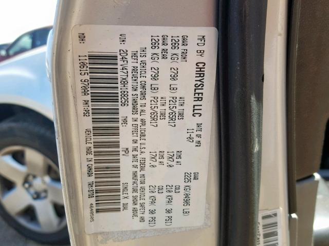 2D4FV47TX8H168256 - 2008 DODGE MAGNUM SILVER photo 10