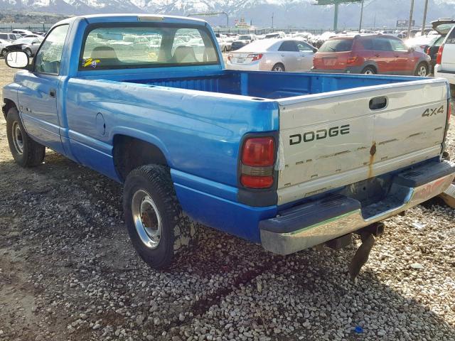 3B6KC26Z9WM270114 - 1998 DODGE RAM 2500 BLUE photo 3