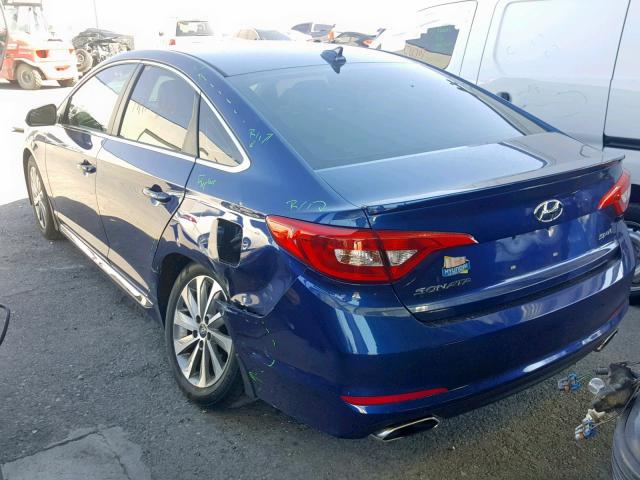 5NPE34AF0GH399108 - 2016 HYUNDAI SONATA SPO BLUE photo 3