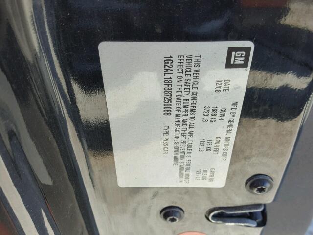 1G2AL18F387250088 - 2008 PONTIAC G5 BLACK photo 10