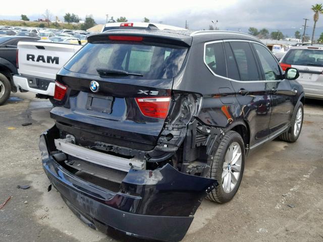 5UXWX9C54D0D08524 - 2013 BMW X3 XDRIVE2 BLACK photo 4