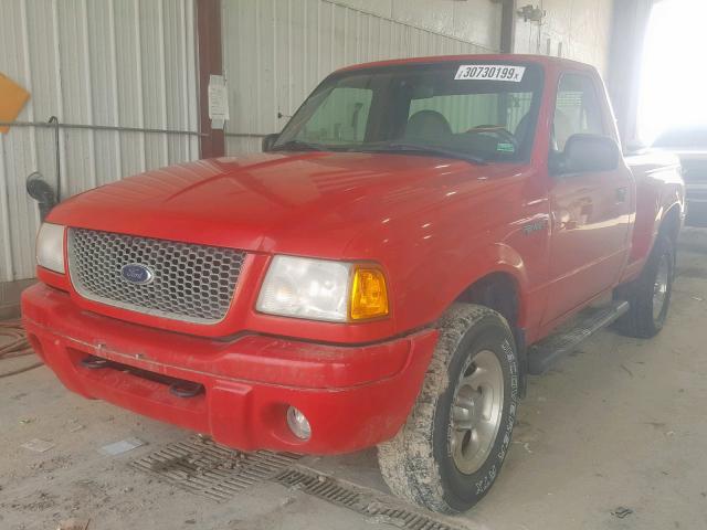 1FTYR11U41PA43510 - 2001 FORD RANGER RED photo 2