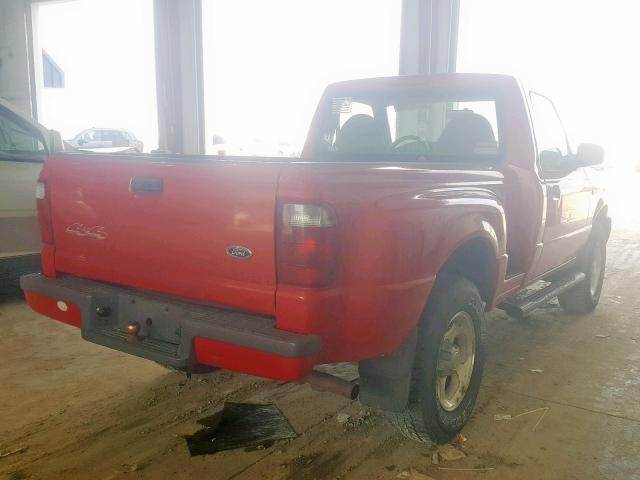 1FTYR11U41PA43510 - 2001 FORD RANGER RED photo 4