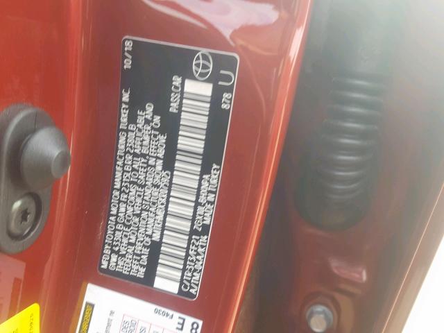 NMTKHMBX5KR075925 - 2019 TOYOTA C-HR XLE RED photo 10