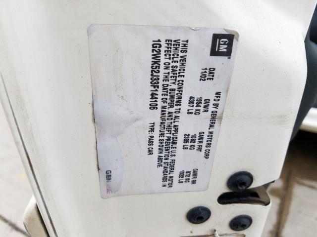 1G2WK52J33F144106 - 2003 PONTIAC GRAND PRIX SE  照片 10