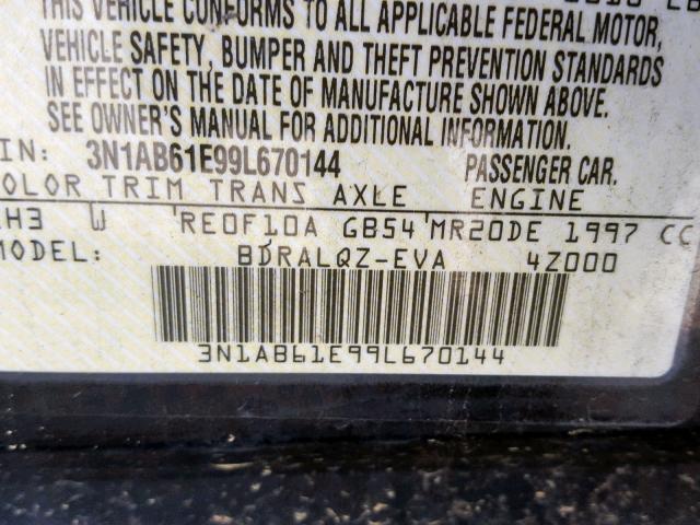 3N1AB61E99L670144 - 2009 NISSAN SENTRA 2.0 BLACK photo 10