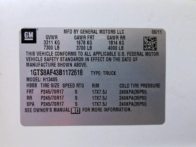 1GTS8AF43B1172618 - 2011 GMC SAVANA G1500  photo 10