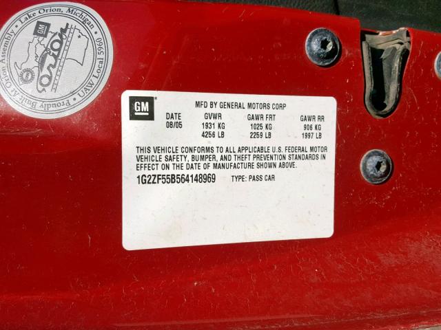 1G2ZF55B564148969 - 2006 PONTIAC G6 SE RED photo 10