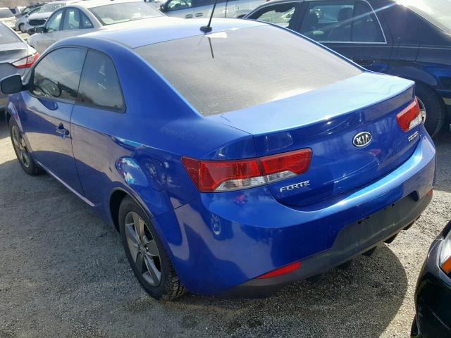 KNAFU6A27A5292555 - 2010 KIA FORTE EX BLUE photo 3