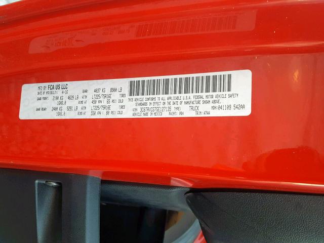 3C6TRVCG7GE127135 - 2016 RAM PROMASTER 红色 照片 10