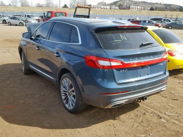 2LMTJ8LR9GBL74957 - 2016 LINCOLN MKX RESERV BLUE photo 3