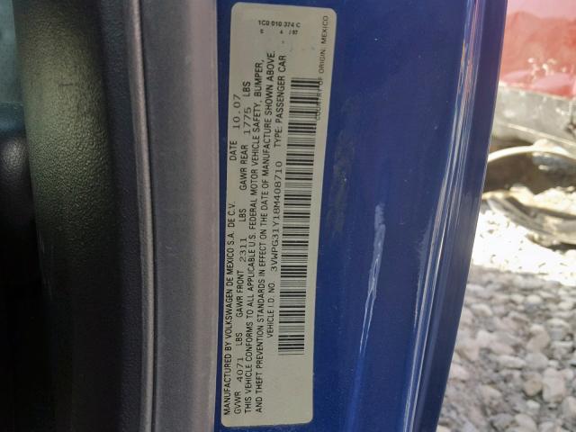 3VWPG31Y18M408710 - 2008 VOLKSWAGEN NEW BEETLE ლურჯი ფოტო 10