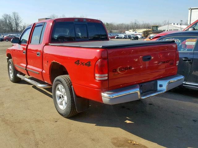 1D7HG48X23S218107 - 2003 DODGE DAKOTA QUA RED photo 3