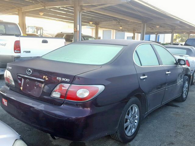 JTHBF30G430107898 - 2003 LEXUS ES 300 MAROON photo 4