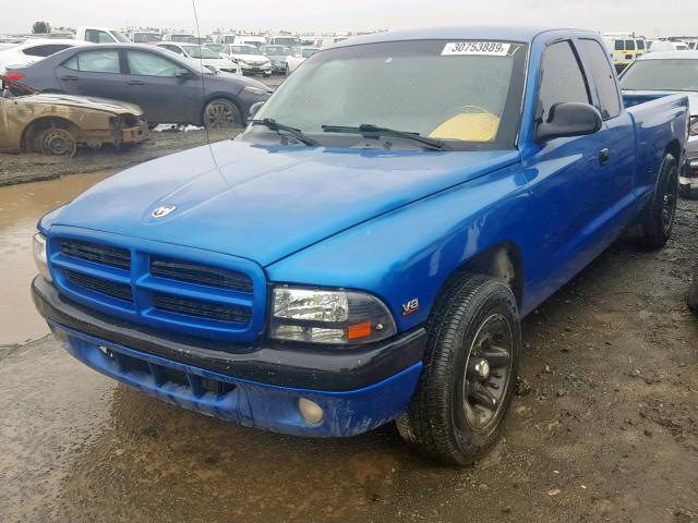 1B7GL22Y0XS283695 - 1999 DODGE DAKOTA BLUE photo 2