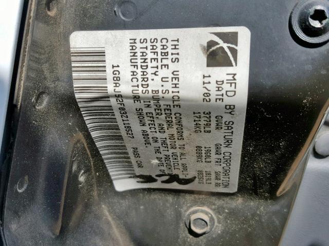 1G8AJ52F03Z118527 - 2003 SATURN ION LEVEL WHITE photo 10