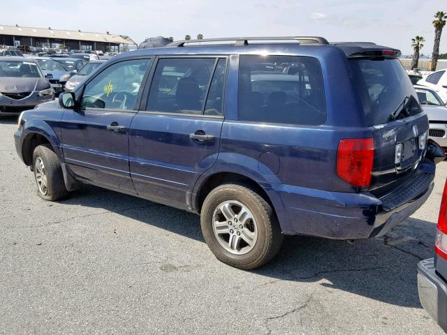 2HKYF18554H548205 - 2004 HONDA PILOT EXL BLUE photo 3