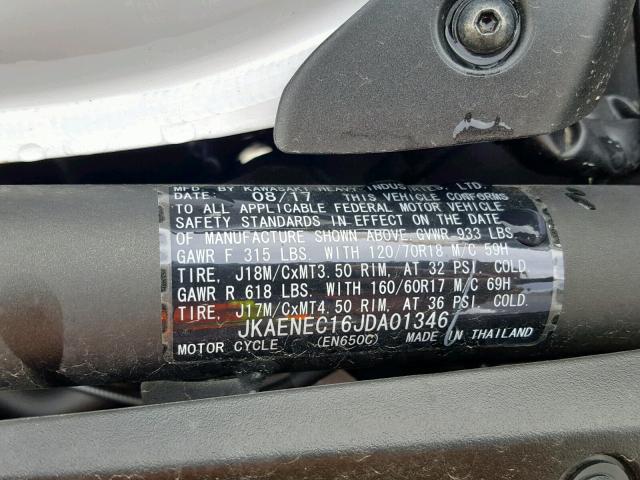 JKAENEC16JDA01346 - 2018 KAWASAKI EN650 C WHITE photo 10