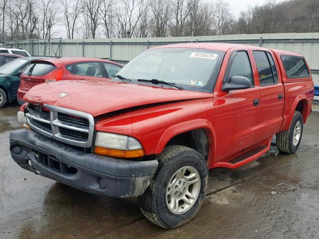 1D7HG38N64S769246 - 2004 DODGE DAKOTA QUA RED photo 2