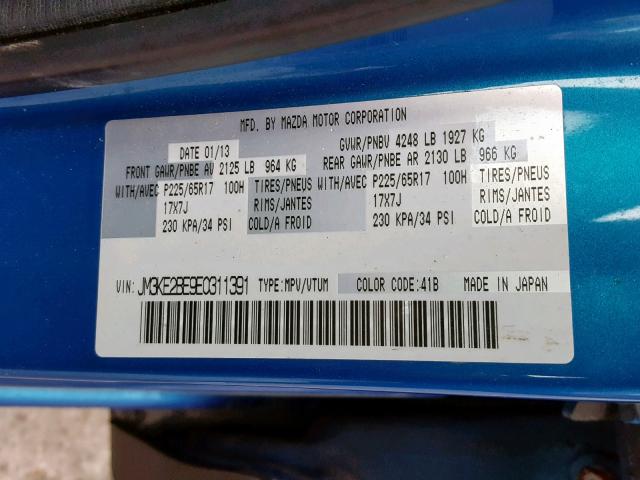 JM3KE2BE9E0311391 - 2014 MAZDA CX-5 SPORT BLUE photo 10