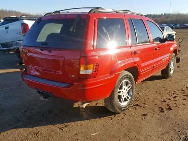 1J4GW68N0XC730946 - 1999 JEEP GRAND CHER RED photo 4