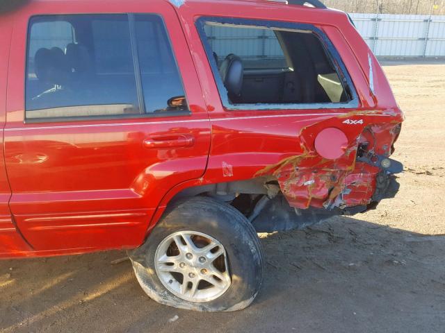 1J4GW68N0XC730946 - 1999 JEEP GRAND CHER RED photo 9